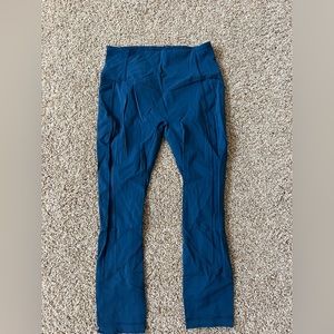 Lululemon fast and free leggings dark blue/turquoise size 8, 23” leggings